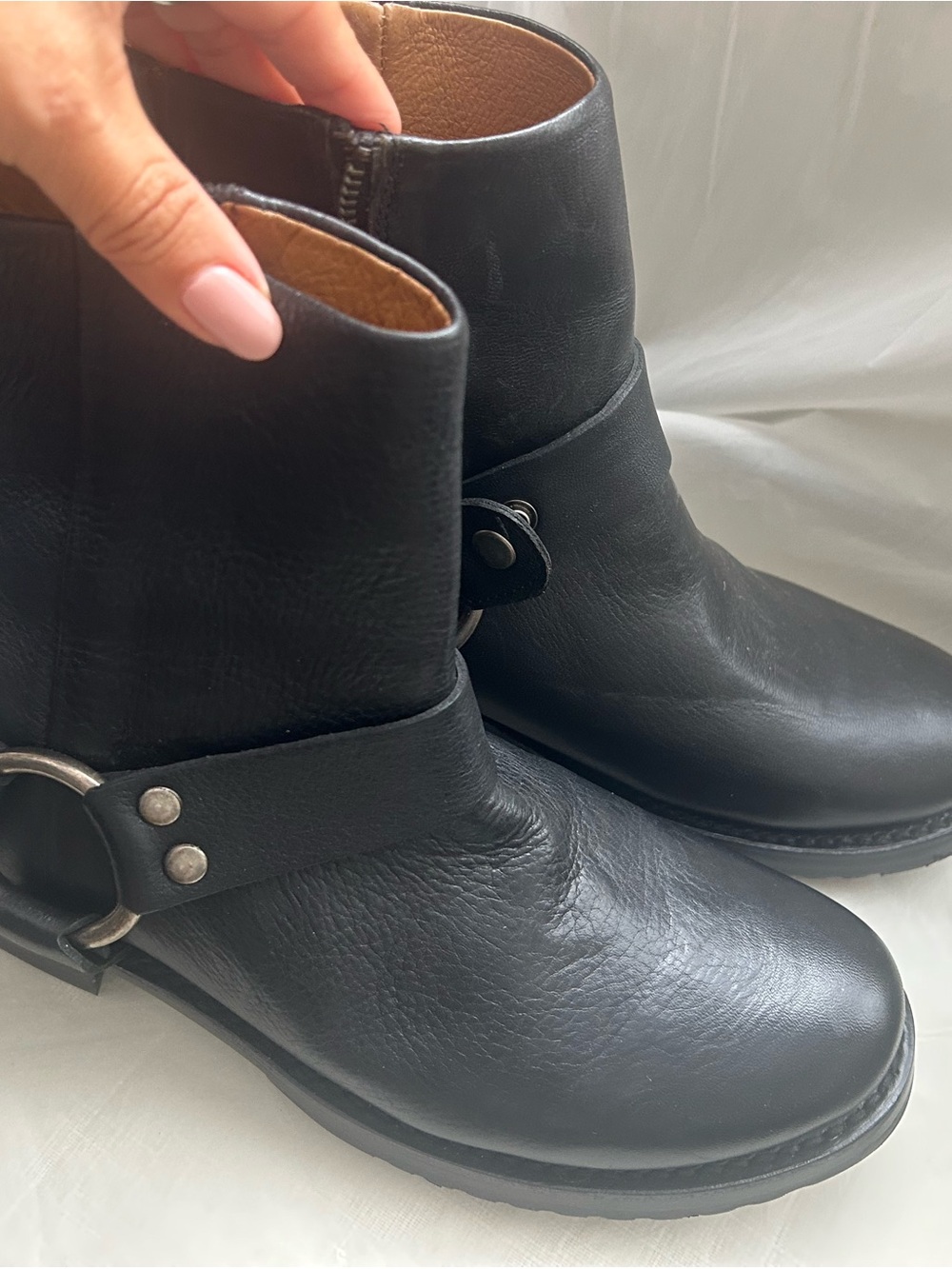 Frye Black Leather Harness  Boots 9